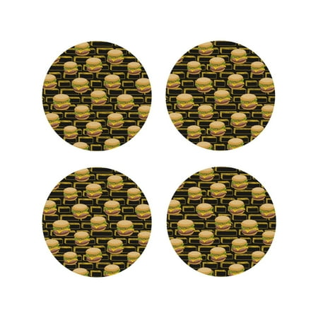 

Leather Coasters with Heat-resistant for Drinks Cute Hamburger Block -标题2 Round Shape