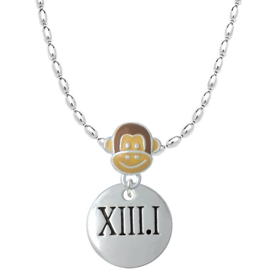 Delight Jewelry Silvertone Half Marathon Roman Numeral Mia Monkey Charm Necklace