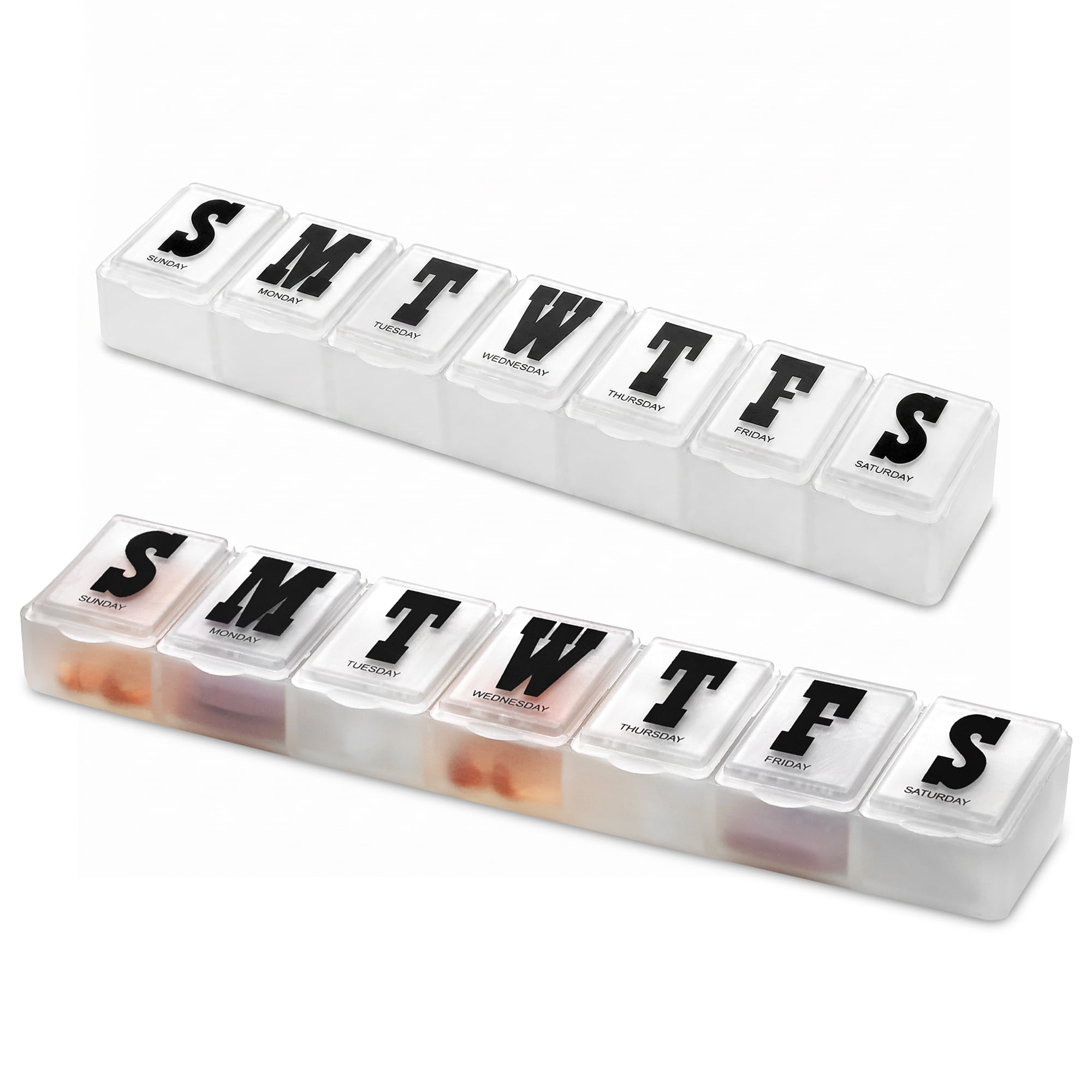 Weekly Pill Organizer, Planner to Separate Pills & Vitamins Each Week by MEDca - 2 Pack