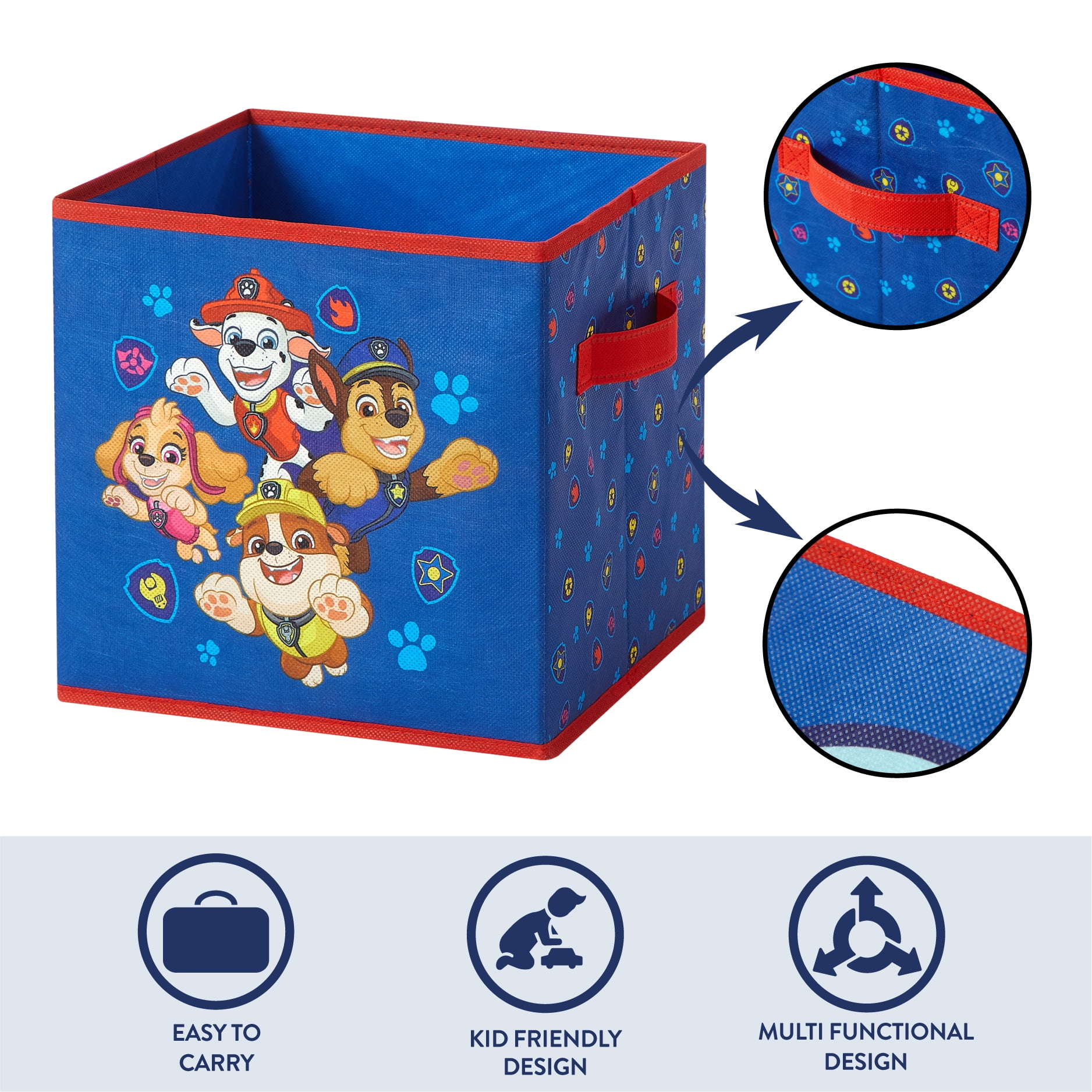 Paw Patrol Kids' 4-Pack Pinted Toy Storage Cubes, 10" x 10"