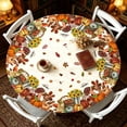 thumbnail image 2 of Fall Orange Pumpkin Round Tablecloth, Autumn Floral Table Cover, Thanksgiving Harvest Washable Tablecloth for Party Holiday Decor 47 In D, 2 of 6