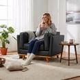 thumbnail image 2 of MCombo 41.9'' Wide Genuine Leather Accent Chair for Living Room, Office, Black, 2 of 10