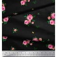 thumbnail image 3 of Soimoi Poly Georgette Fabric Leaves & Rose Flower Printed Craft Fabric by the Yard 52 Inch Wide, 3 of 3
