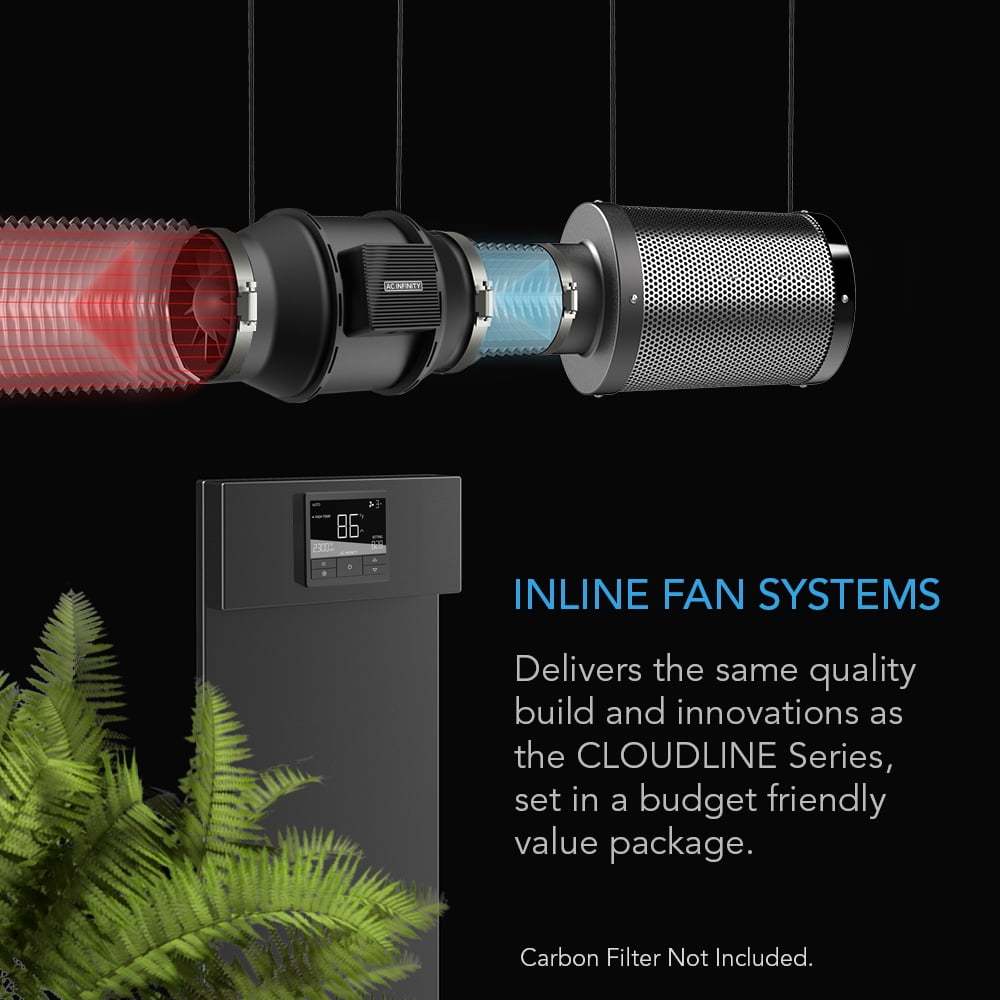 AC Infinity CLOUDLINE LITE B6, Quiet 6” Inline Duct Fan with Temperature Controller - Ventilation Exhaust Fan for Heating Cooling Booster, Grow Tents, Hydroponics