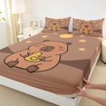 thumbnail image 4 of Manfei Lovely Capybara Bed Sheets,Kawaii Stars Full Size Sheets,Brown,4 Pieces,1 Flat Sheet, 1 Fitted Sheet and 2 Pillowcases, 4 of 6