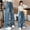 Blue, variant on Girls Jeans Star Jeans Girls Straight Leg Wide Leg Jeans High Waisted Girls Baggy Jeans with Pocket Little Girl Jeans 10-11 Years