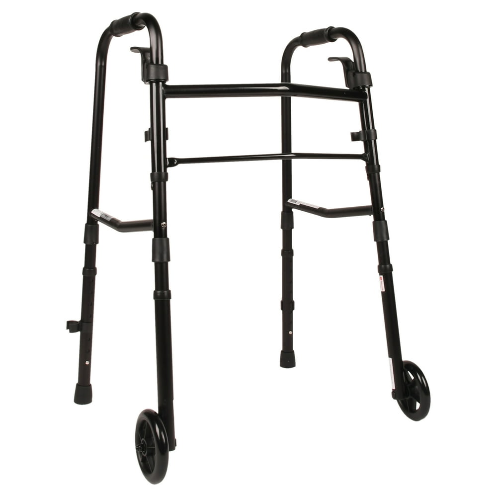 Equate Folding Walker with Wheels, Black