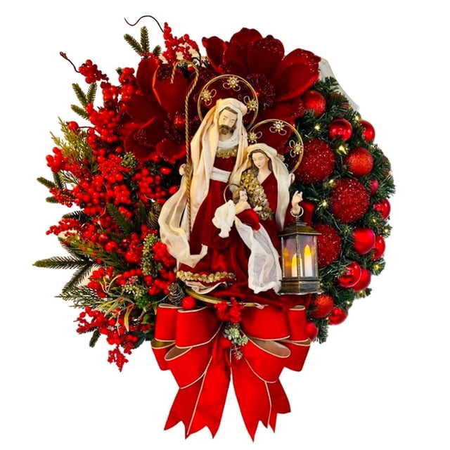 Guirnalda navideña sagrada, adorno colgante para puerta delantera, hogar navideño