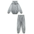 thumbnail image 6 of TiaoBug Men's Sauna Suits PVC Hooded Long Sleeve Sweatshirt And Pants Sports Workout Tracksuit Type B Silver XXL, 6 of 7