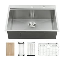 Logmey 30"x22"Kitchen Sink Single Bowl Stainless Steel with Drainer Cutting Board Workstation