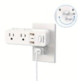 thumbnail image 1 of MesaSe [Fast Arrival] 6-Outlet Surge Protector with 3 USB Ports (1 USB-C) - Rotating Multi Plug Wall Outlet Extender with 3-Sided Compact Design for Home  Travel  and Office, 1 of 7