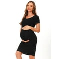 thumbnail image 3 of Bearsland Female Short Sleeve Knee-Length Maternity Dress Side Ruched Pregnancy Bodycon Dress 2-Pack, 3 of 7