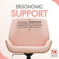 thumbnail image 6 of Elle Decor Ophelia Office Chair, Curved Bentwood Low-Back and Seat, Chrome Swivel Base, Woven Fabric, Blush Pink, 6 of 9