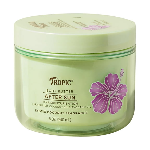 Hawaiian Tropic After Sun Lotion Moisturizer & Hydrating Body Butter with Coconut Oil, 12-Hour Moisturization, Exotic Coconut Scent - 8 Oz