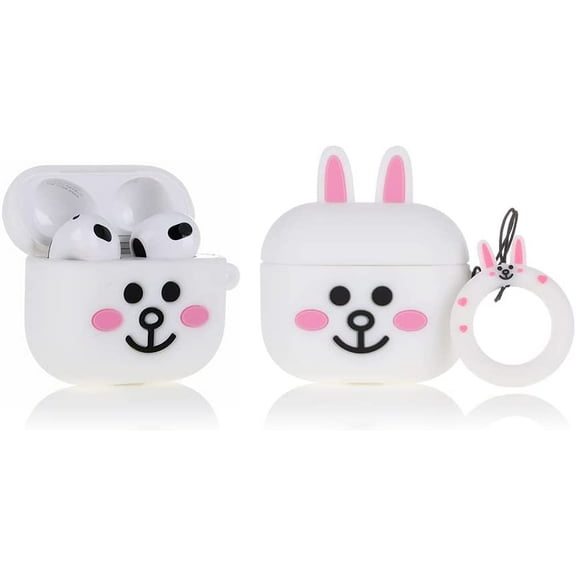 Fit Designed for Airpods 3rd Generation 2021, Silicone Cartoon Airpod 3 Case Protective Shockproof Cover with Anti-Lost Ring (Skittles)