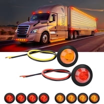 Waywe 3/4 Inch Bullet Side Marker Light 10PCS Red Amber Round Clearance LED Front Rear Indicator Lights for Trailer Van Caravan Boat Truck RV Car Bus