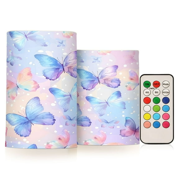 ALAZA Butterfly 2 PCs LED Flickering Flameless Candles with Remote Timer Battery Operated Candle