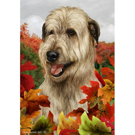 Irish Wolfhound Wheaten - Best of Breed Fall Leaves Garden