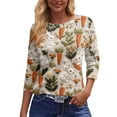thumbnail image 6 of Garbnen Womens Easter Shirts Crew Neck 3/4 Length Sleeve Womens Tops Egg Bunny Hunt Print Fashion Fitted Holiday Blouses for Women, 6 of 6