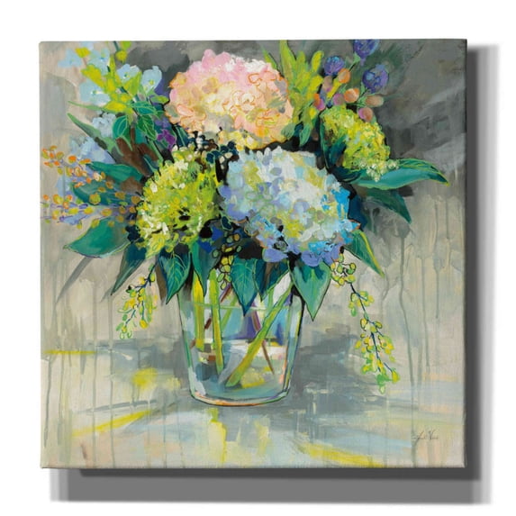 Epic Graffiti 'Hydrangeas from the Garden' by Jeanette Vertentes, Canvas Wall Art, 18"x18"