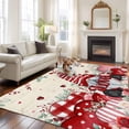thumbnail image 2 of Valentines Area Rugs 5'x7', Washable Small Throw Rugs for Laundry Room Playroom, Pink Red Love Heart Gnomes Eucalyptus Rustic Indoor Outdoor Rug Non-Slip Low Pile Carpet Runner Reversible Floor Mats, 2 of 8