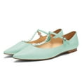 thumbnail image 3 of FSJ Women Pearl Studded T-Strap Ballet Shoes Pointy Toe Strap Buckle Flats Comfortable Dressy Work Low Heels Size 8 Pale Turquoise, 3 of 6