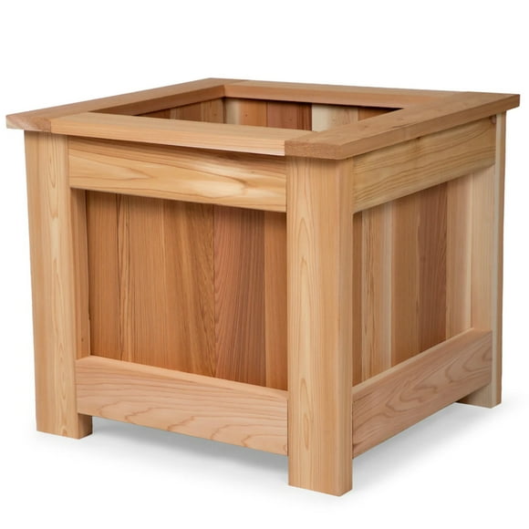 All Things Cedar 2 Ft Box Planter, Elevated Outdoor Garden Bed, Natural