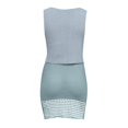 thumbnail image 6 of HXWCHs Women's Summer Crochet Knit Two Piece Set V Neck Crop Top and Mini Skirt Cruise Outfit L Blue, 6 of 6