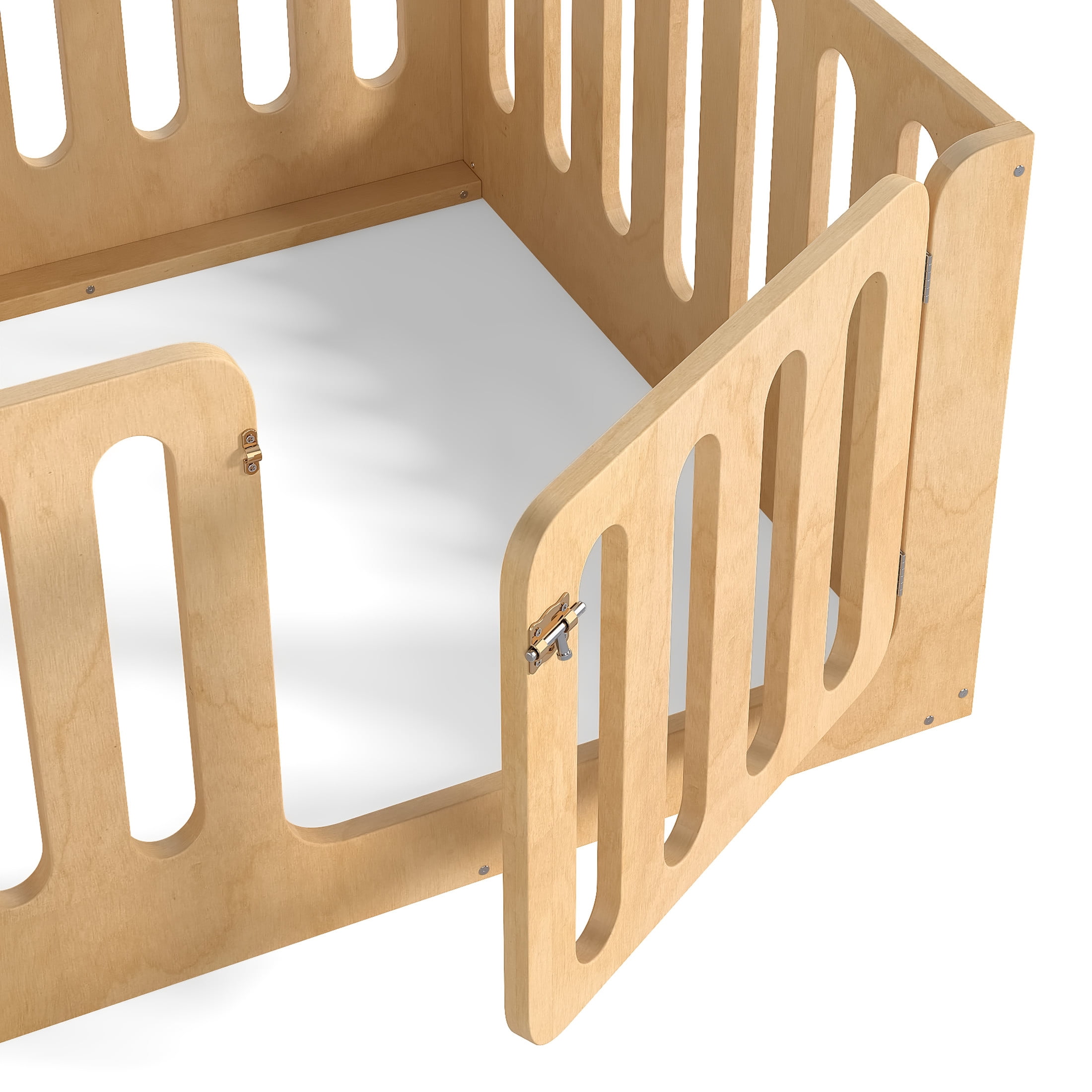 Noble House Twin Size Montessori Floor Bed with High Fence, Solid Wood Kids Bed Frame, Natural