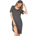 thumbnail image 5 of EKOUAER House Dresses for Women Button Down Nightgowns Short Sleeve Pleated Snap Front Mumu Dress, 5 of 6