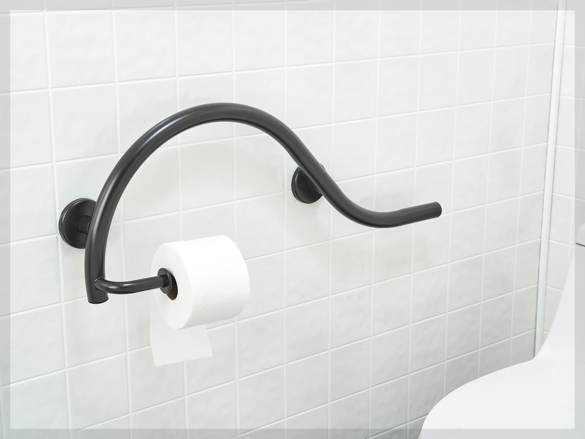 Grab Bar Toilet Paper Holder for Bathroom Safety/304 Stainless/Right/Oil Rubbed Bronze/ 30" x 11"