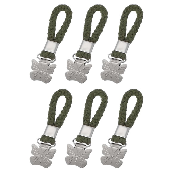 Uxcell 6 Pcs Clips para Toallas de Té con Lazo de Algodón para Colgar, Ganchos de Toalla de Metal de 4 Pulgadas, Perchas Multipropósito para Hogar Cocina Baño, Verde (Mariposa)