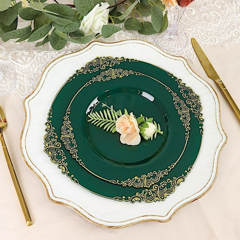 Plastic Plates - Green Round Dinnerware Set