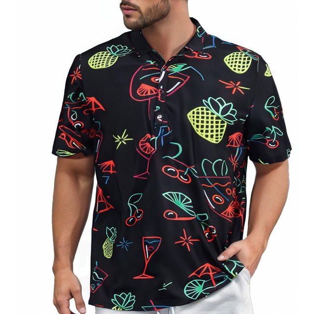 Male Summer Lapel Shirt For Print Retro Short Sleeve Mens A Shirt Mens Compression Shirts Mens Polyester Spandex Shirt Long Sleeve Compression Shirts for Men Handstand Shirt Long Sleeve Long Sleeve