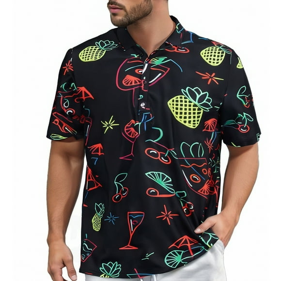 Male Summer Lapel Shirt For Print Retro Short Sleeve Mens A Shirt Mens Compression Shirts Mens Polyester Spandex Shirt Long Sleeve Compression Shirts for Men Handstand Shirt Long Sleeve Long Sleeve
