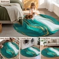thumbnail image 5 of Round Area Rug 8 Ft, Teal Marble Washable Non-Slip Circle Carpet for Living Room/Bedroom, Modern Gradient Abstract Gold Fluid Art Collection Low-Profile Large Area Rugs for Indoor, 5 of 7