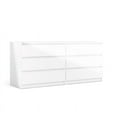 Pemberly Row 6 Drawer Long Horizontal Chest in High Gloss White