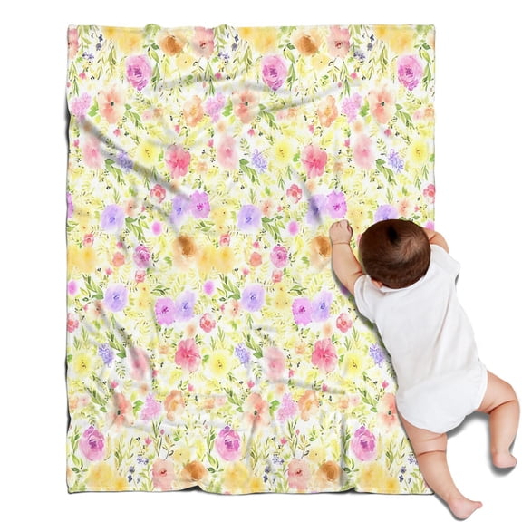 Pioneer Flower Floral Print Pattern Blanket,Comfortable Soft Flannel Throw Blanket,All Season,Warm Lightweight Blankets for Sofa Bed Couch Living Room Chair,30"x40"