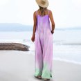 thumbnail image 4 of Lenpel Overalls for Women Loose Sleeveless Spaghetti Strap Tie Dye Wide Leg Jumpsuits Bib Casual Rompers with Pockets, 4 of 6