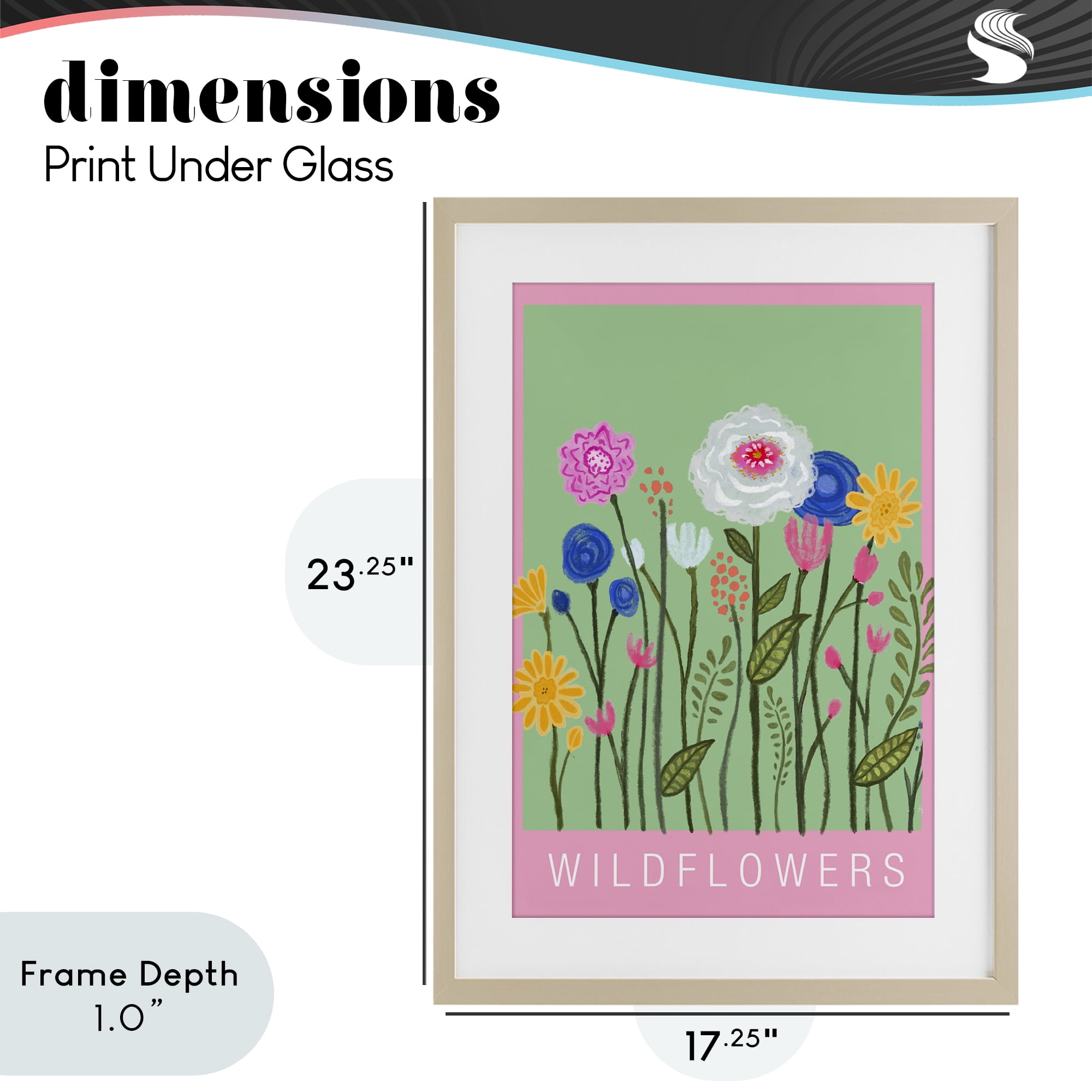 Stupell Industries Wild Flowers with Pink Border Birch Framed Print Under Glass, design by Elizabeth Medley