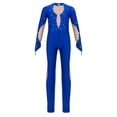 thumbnail image 3 of YONGHS Kids Girls Shiny Rhinestones Ballet Gymnastic Dance Leotard Unitard Figure Skating Dancewear Royal Blue 14, 3 of 7