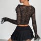 thumbnail image 4 of Camisola moldeadora de cintura con lazo sin espalda informal de encaje para mujer, top de poliéster, 4 of 4