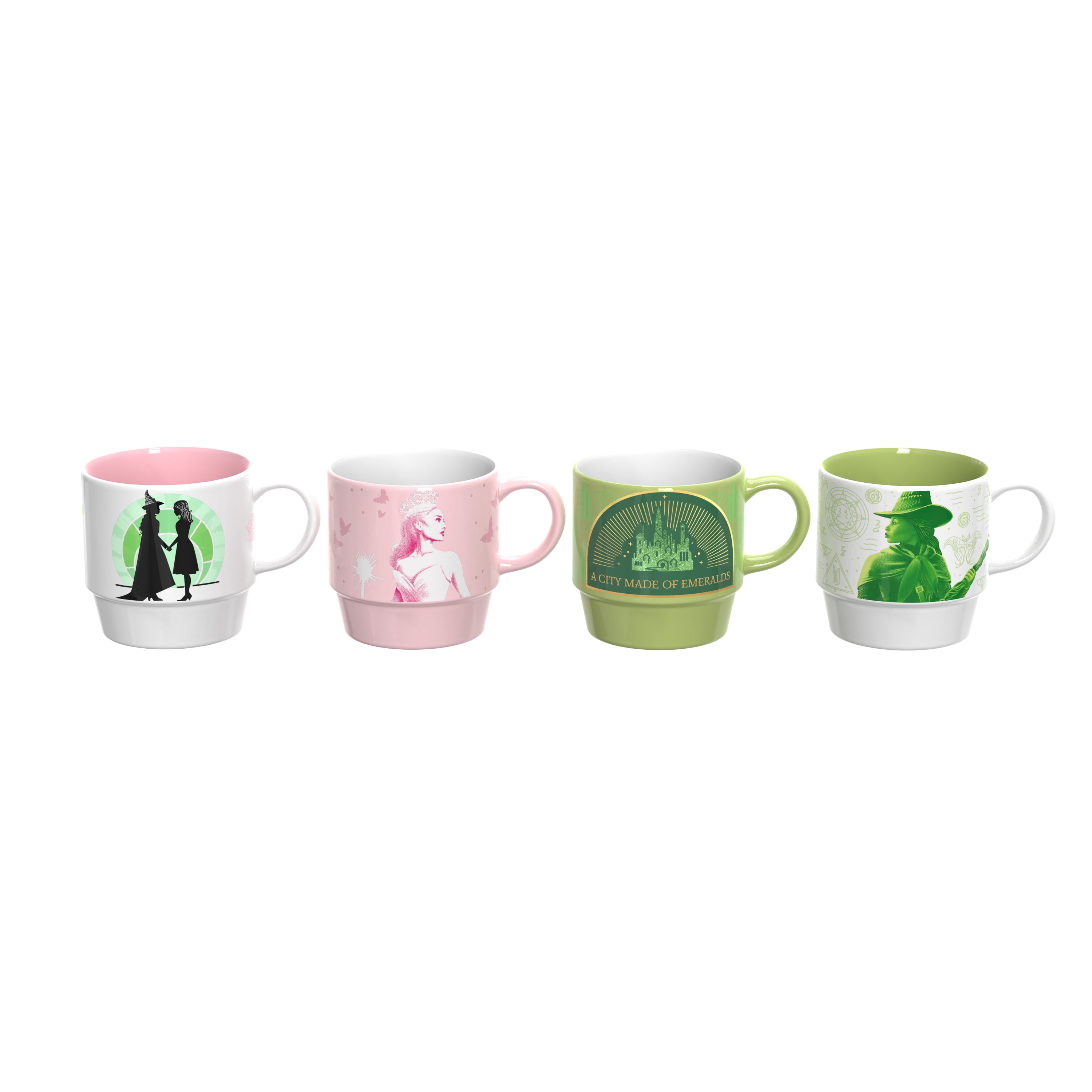 Zak Designs 14oz 4pc Wicked Ceramic Stacking Mugs in Wire Rack