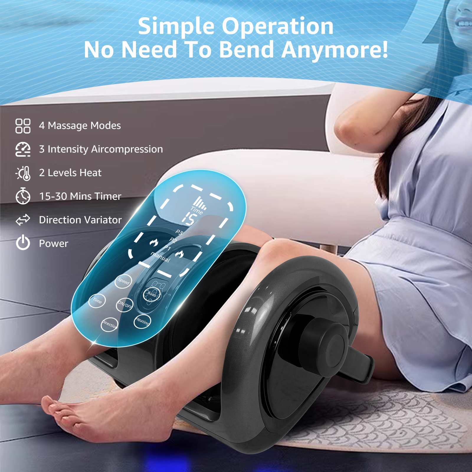 EVGTTI Shiatsu Foot Massager with Control, Deep Kneading, Rolling, and Heat Therapy for Feet, Ankles, Calves, and Legs,Best For Parents