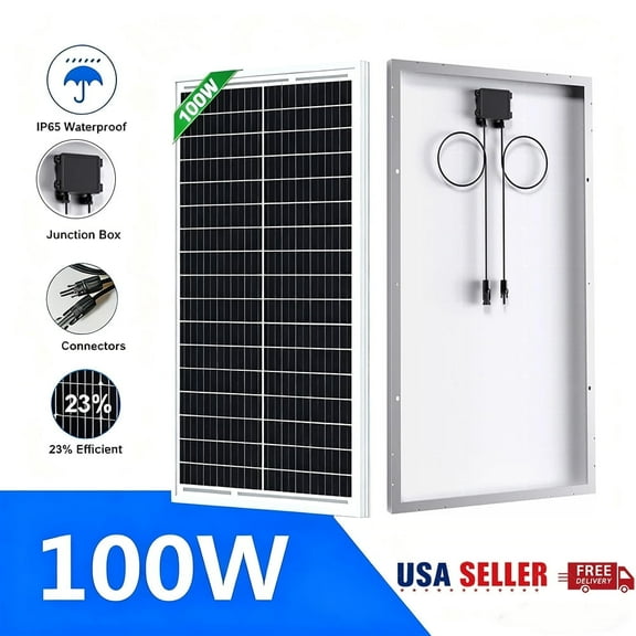 SolarHorizon 100W Solar Panel for RV Roof, Boat, Off-Grid Home - Durable, Easy Install, Waterproof