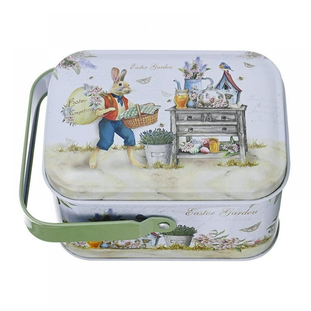 Embossing Easter Tinplate Empty Tins Candy Cookie Gift Storage