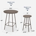 thumbnail image 3 of Best Choice Products 3-Piece Steel Patio Bar Height Round Bistro Set w/ Backless Stools, Slatted Design - Taupe, 3 of 10