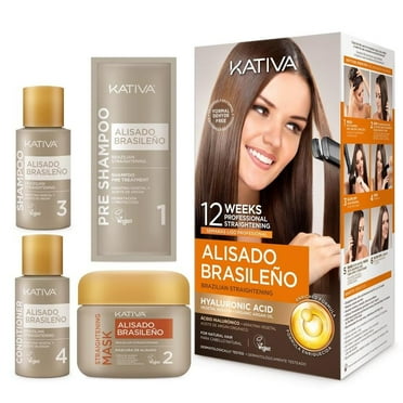 Kativa Brazilian Keratin Straightening Kit – 12 Week Professional Home Use Treatment with Organic Keratin & Argan Oil for Straighter, Shinier Hair