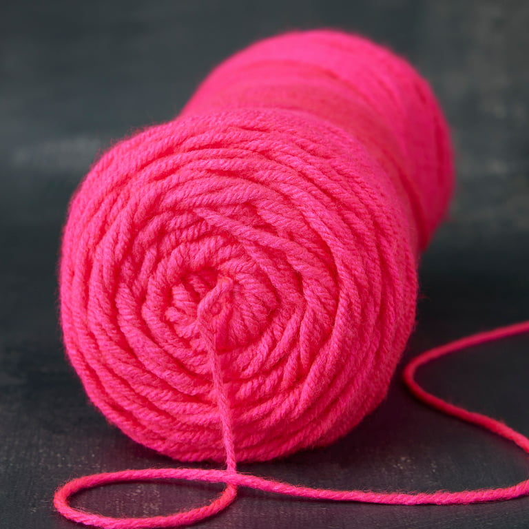 Soft Classic Neon Yarn by Loops & Threads - Neon Yarn for Knitting,  Crochet, Weaving, Arts & Crafts - Neon Pink, Bulk 12 Pack