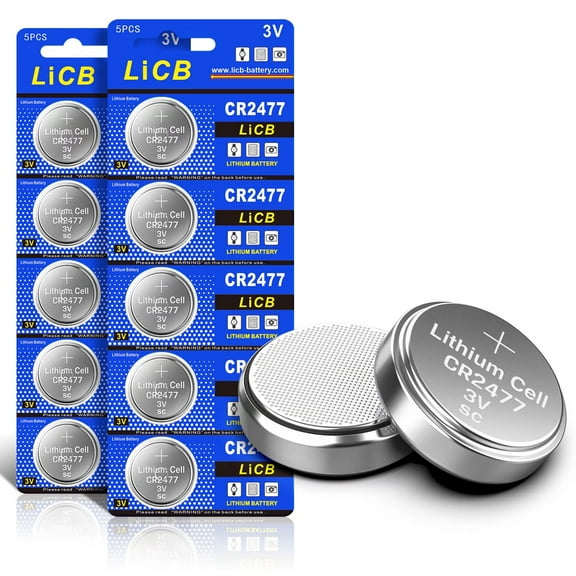 LiCB 3v Batteries CR2477 Lithium Batteries Cr2477 Battery Coin & Button Cell (10 Pack)